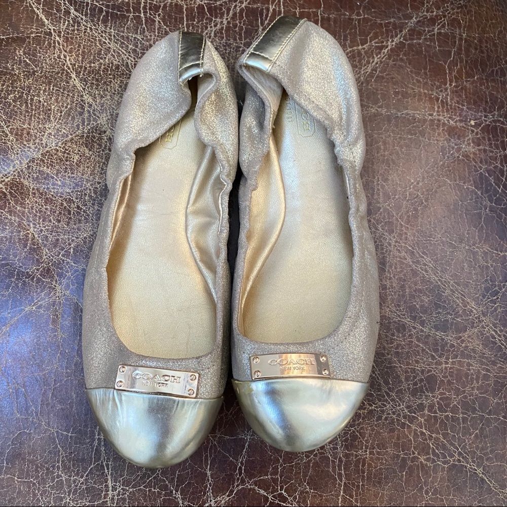 COACH gold ballerina flat shoes 7.5